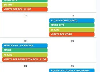 CALENDARIO SALIDAS DE JUNIO